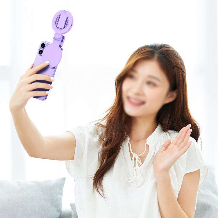 Foldable Clip-type Mobile Phone Rear Selfie Mirror Fill Light, Color: Pink with Remote Control
