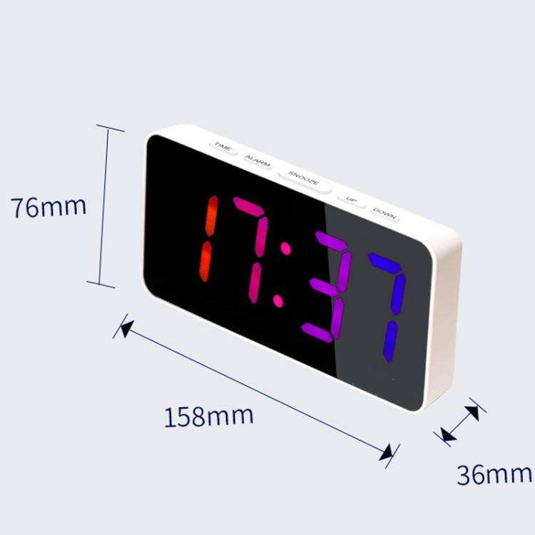 11 Colors Dynamic RGB Digital Alarm Clock 12/24H 6 Levels Brightness 2 Alarms Table Clock(Black S...