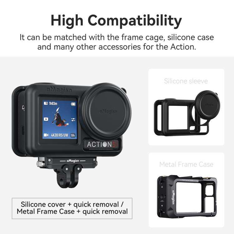 For DJI Action 5 Pro / 4 /  3 aMagisn Metal Magnetic Quick Release Mount Dual Interface Adapter(B...