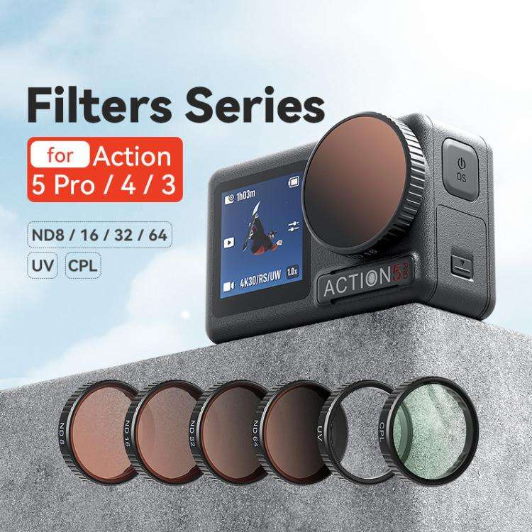 aMagisn Filter For DJI Action 5 Pro / 4 / 3, Spec: ND8+16+32+64