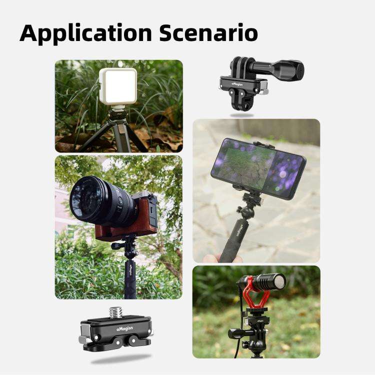 aMagisn Mini Quick Release Mount for Sports Cameras, Spec: 2-claw Base+1/4 Inch Cover