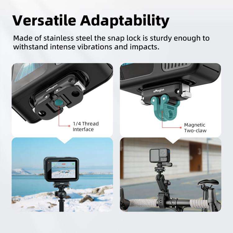 aMagisn Mini Quick Release Mount for Sports Cameras, Spec: 2-claw Base+1/4 Inch Cover
