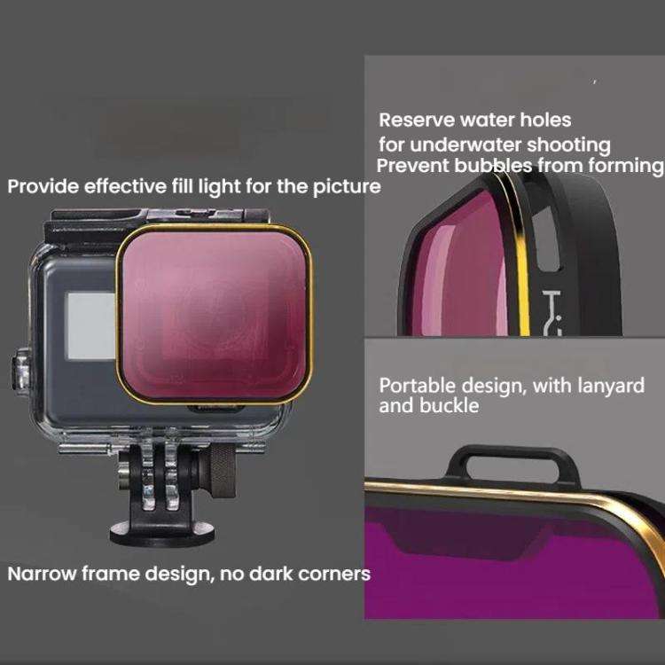For GoPro 5/6 PGYTECH Deep Diving Snorkeling Filter Waterproof Case(Red)