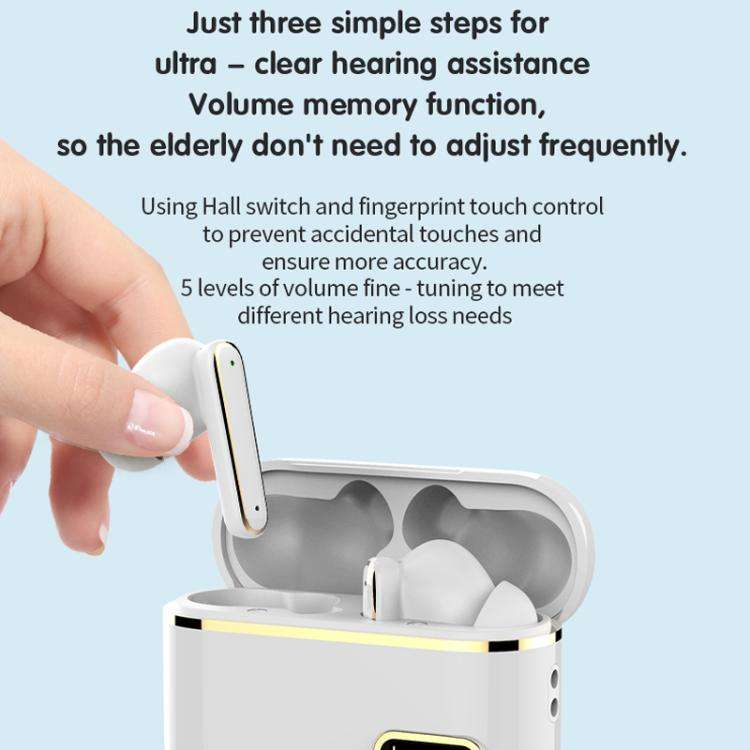 Smart Touch In-Ear Hearing Aid With Digital Charging Compartment(White)