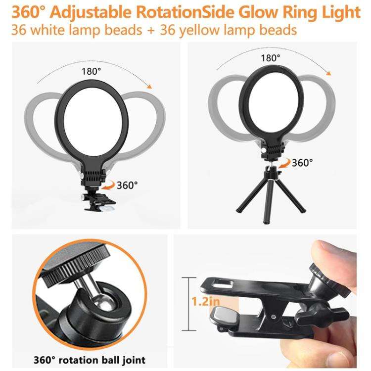 Live Streaming Fill Light Selfie Desktop Photography Light Laptop Clamp Fill Lamp Set(Lamp+Stand+...
