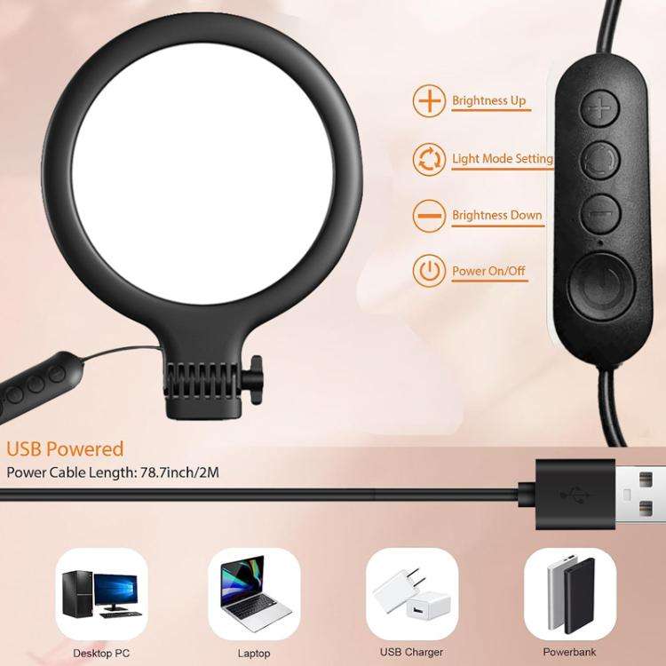 Live Streaming Fill Light Selfie Desktop Photography Light Laptop Clamp Fill Lamp Set(Lamp+Stand+...