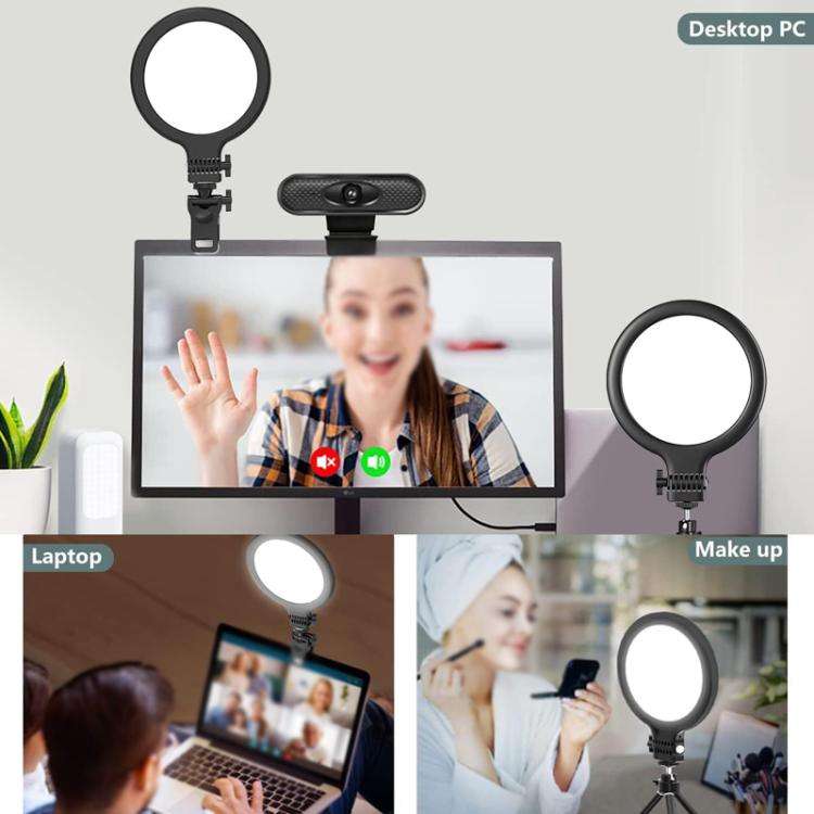 Live Streaming Fill Light Selfie Desktop Photography Light Laptop Clamp Fill Lamp Set(Lamp+Stand+...