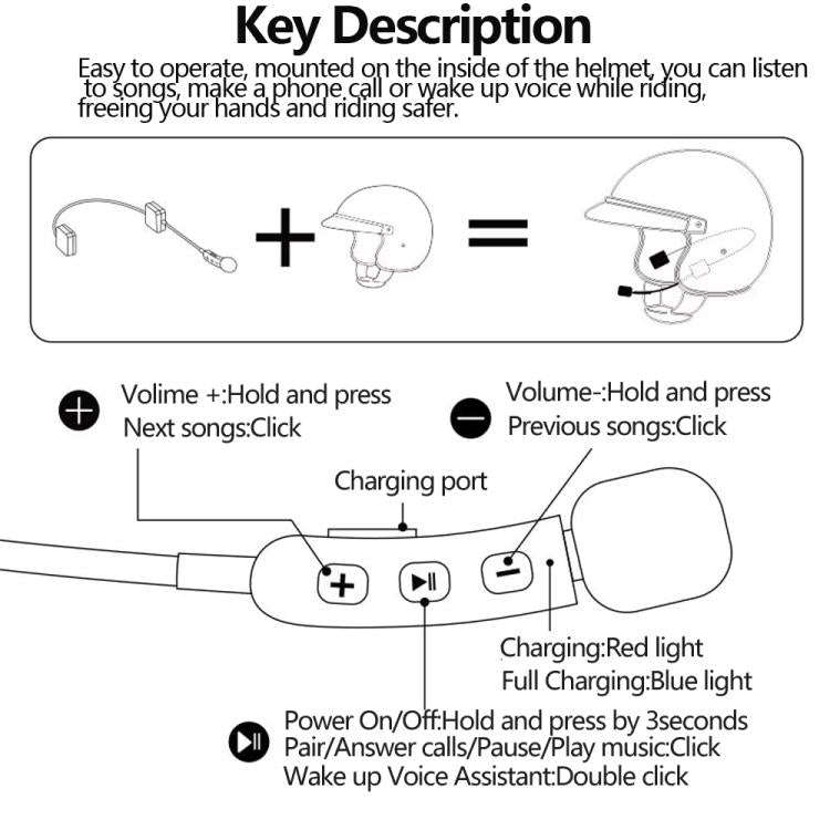 TW2S IPX5 Waterproof Noise Reduction Helmet Bluetooth Headset(Black)