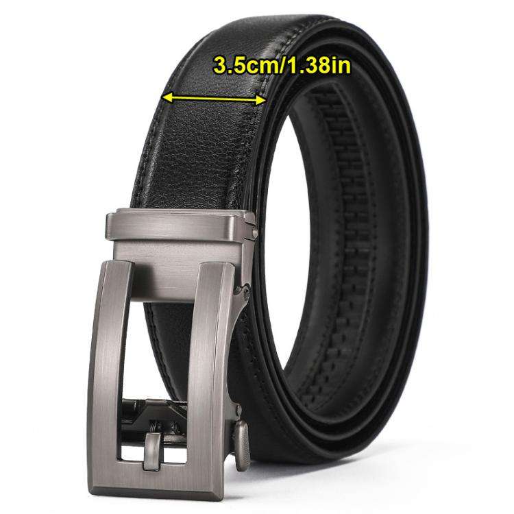 Dandali Men Leather Automatic Buckle Belt, Length: 115cm(Silver)