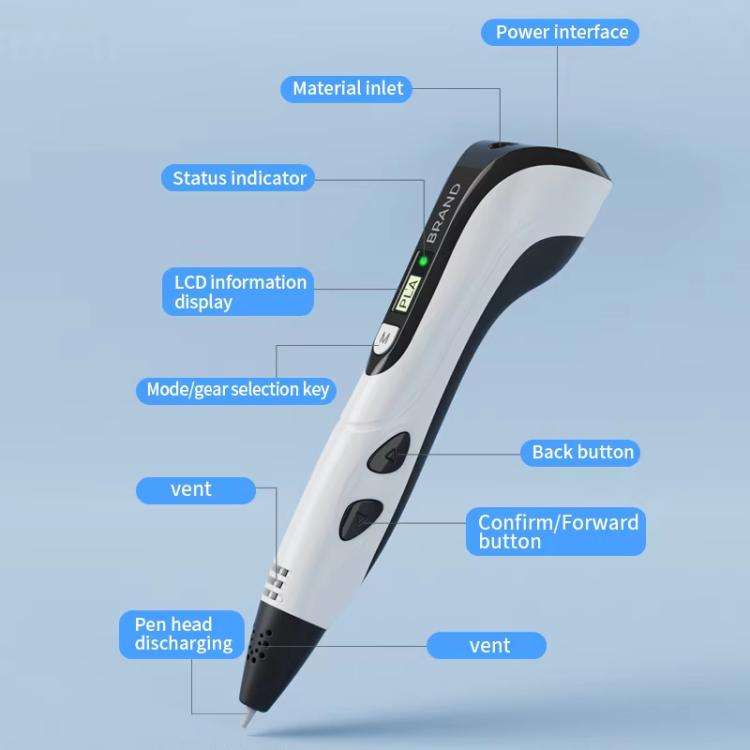 3D Printing Pen Kids Education Drawing DIY Doodle Stereoscopic Drawing 3D Pen(Blue)