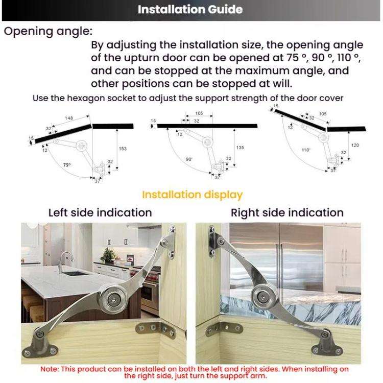 S-Shaped Mechanical Cabinet Wardrobe Door Randomly Stop Support Hinge Furniture Lift Up Flap Stay...