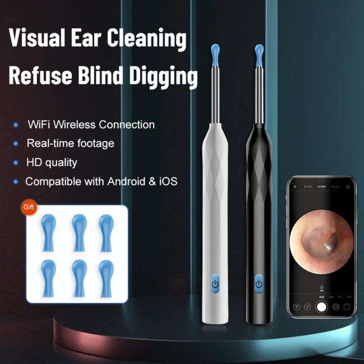 P3 LED Light WIFI Connection Smart Wireless Visual Ear Picker With APP(Black)