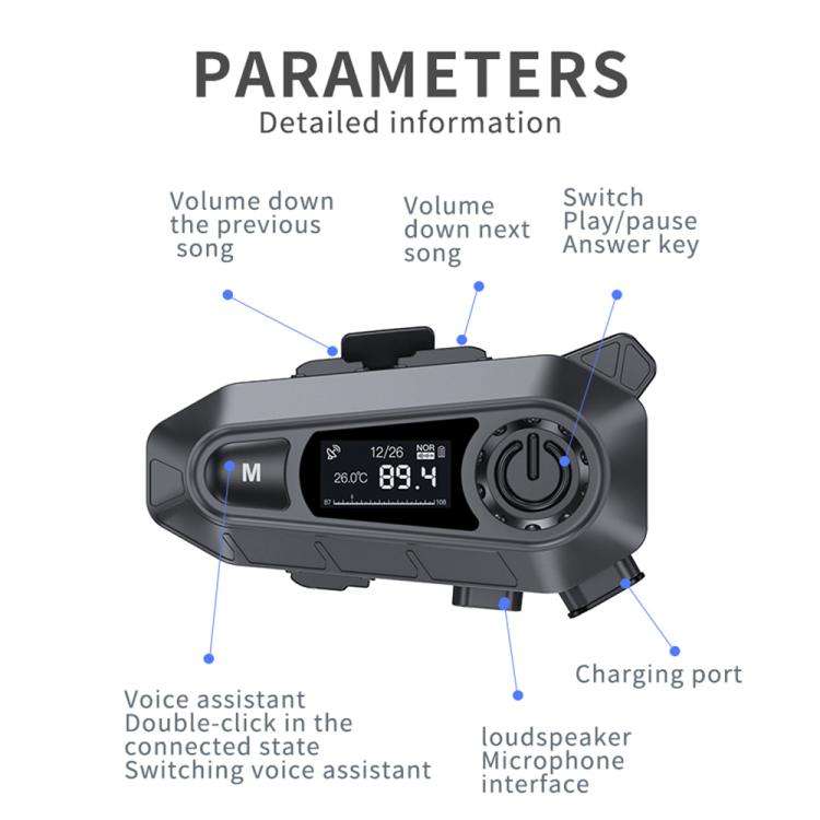 A1 IP67 Waterproof Motorcycle Helmet Noise Reduction Bluetooth Headset, Spec: Soft Mic