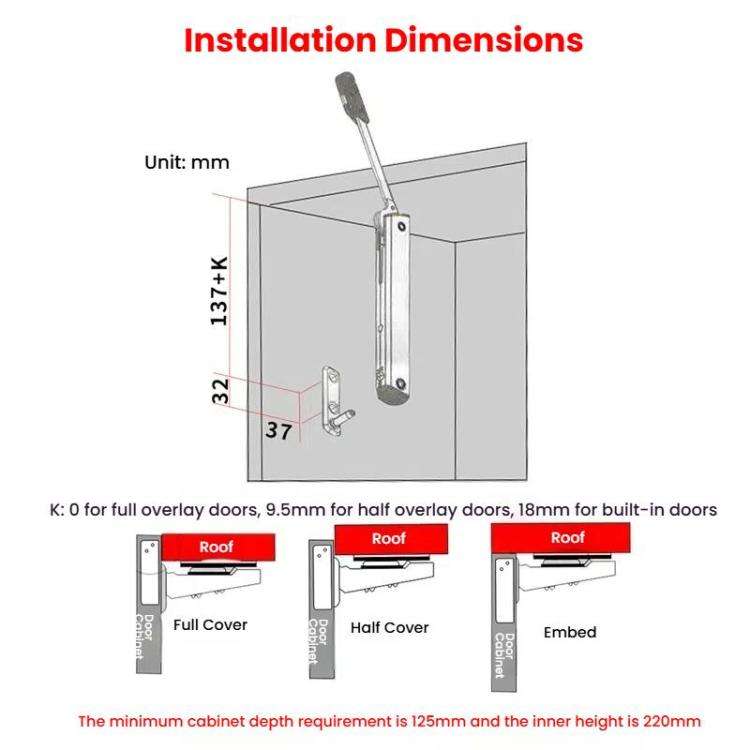 Randomly Stop Cabinet Door Upper Flap Support Rod Folding Spring Hinge Adjustable Pneumatic Rod