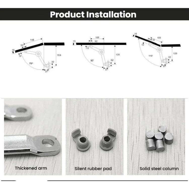 Randomly Stop Cabinet Wardrobe Door Support Hinge Adjustable Mechanical Up / Down Flap Door Suppo...