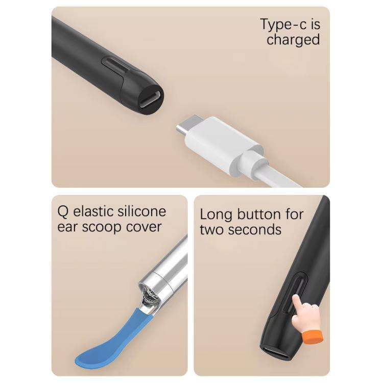 P5 Smart WIFI Connection Visible 10 Million Pixel HD Detachable Ear Spoon With APP(Black)