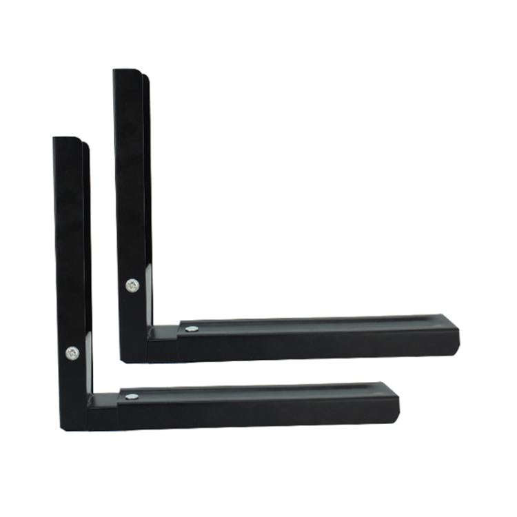 2pcs /Set Retractable Folding Microwave Oven Bracket Carbon Steel Kitchen Shelf(Black)