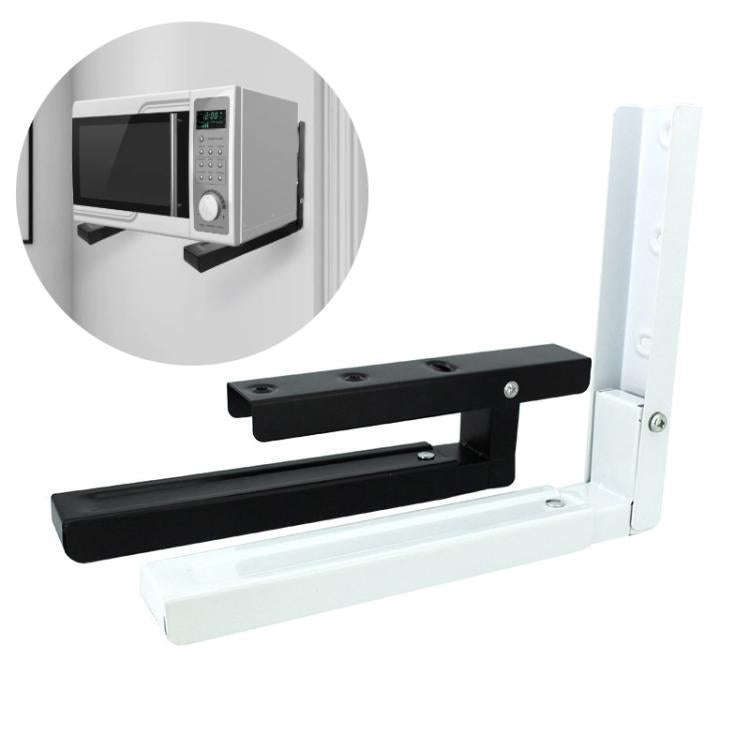 2pcs /Set Retractable Folding Microwave Oven Bracket Carbon Steel Kitchen Shelf(White)