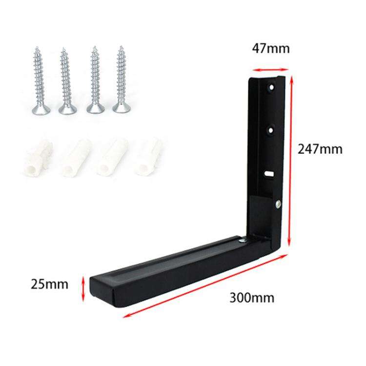 2pcs /Set Retractable Folding Microwave Oven Bracket Carbon Steel Kitchen Shelf(Black)