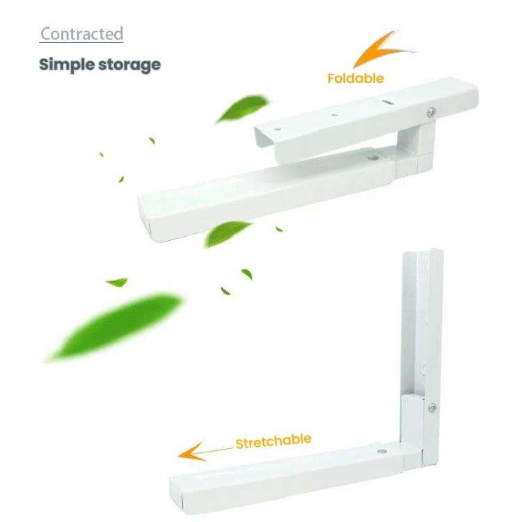2pcs /Set Retractable Folding Microwave Oven Bracket Carbon Steel Kitchen Shelf(Black)