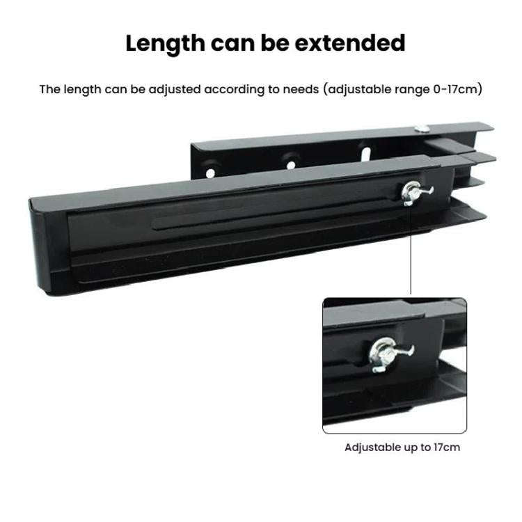 2pcs /Set Retractable Folding Microwave Oven Bracket Carbon Steel Kitchen Shelf(Black)