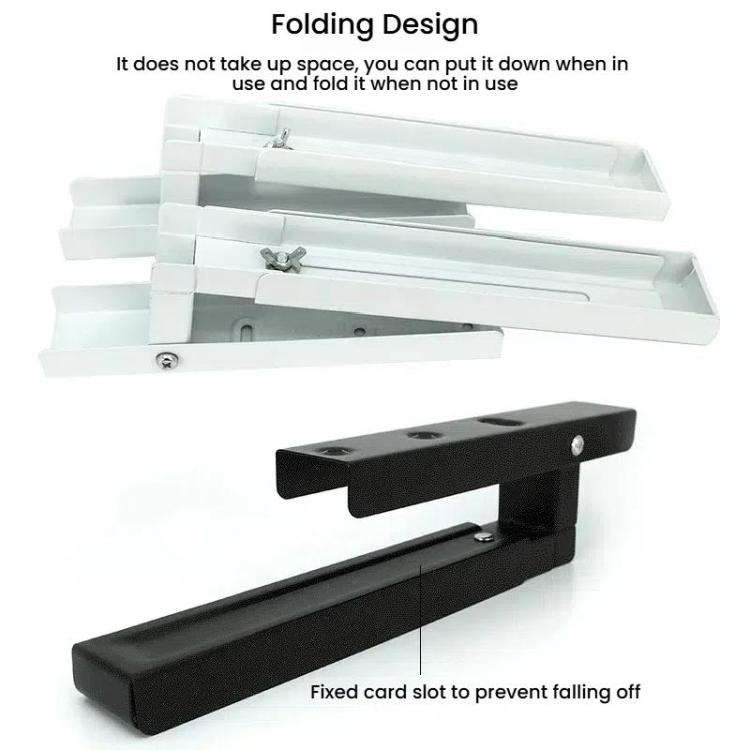 2pcs /Set Retractable Folding Microwave Oven Bracket Carbon Steel Kitchen Shelf(White)