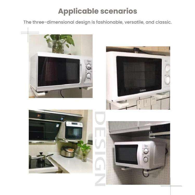 2pcs /Set Retractable Folding Microwave Oven Bracket Carbon Steel Kitchen Shelf(White)