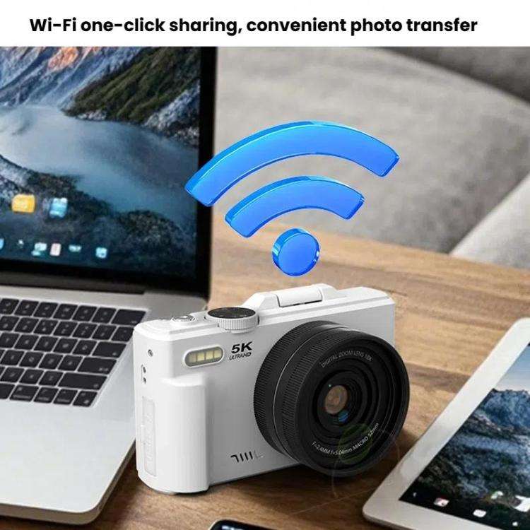 W1 5K HD Digital Camera 75MP 18X Digital Zoom WiFi Video Recorder With Flip Screen(Black)