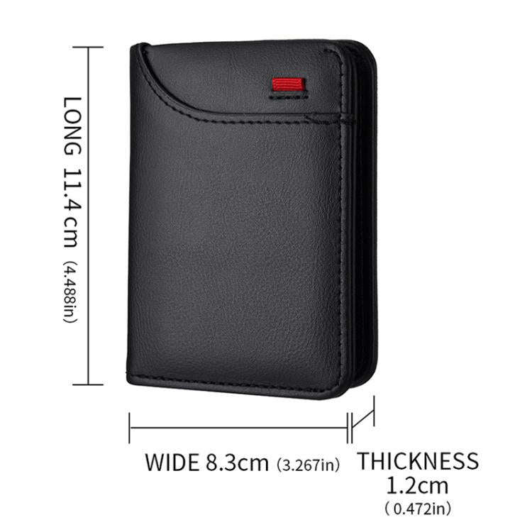 Men Leather Wallet Multi-position Card Holder Vertical ID Card Bag Mini Purse(Brown-Wave Texture)