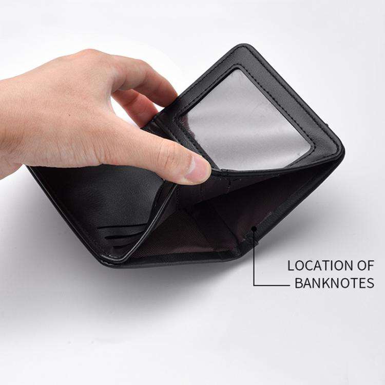 Men Leather Wallet Multi-position Card Holder Vertical ID Card Bag Mini Purse(Gray-Wave Texture)