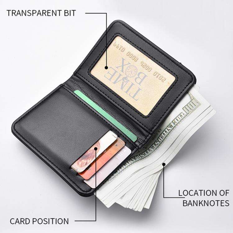 Men Leather Wallet Multi-position Card Holder Vertical ID Card Bag Mini Purse(Brown-Wave Texture)