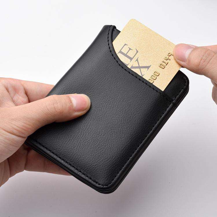 Men Leather Wallet Multi-position Card Holder Vertical ID Card Bag Mini Purse(Brown-Wave Texture)