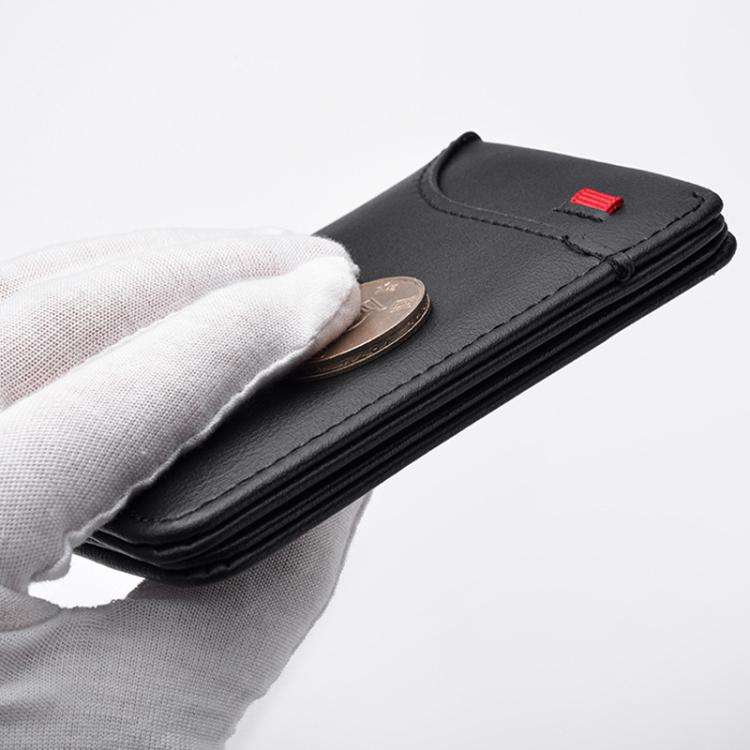Men Leather Wallet Multi-position Card Holder Vertical ID Card Bag Mini Purse(Brown-Wave Texture)
