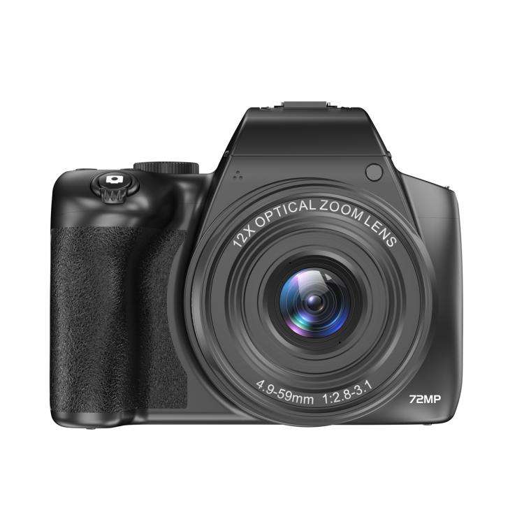 4K 72MP 12X Optical Zoom Student Digital Camera WiFi HD Video Camera With 3 Inch Flip Screen(Black)