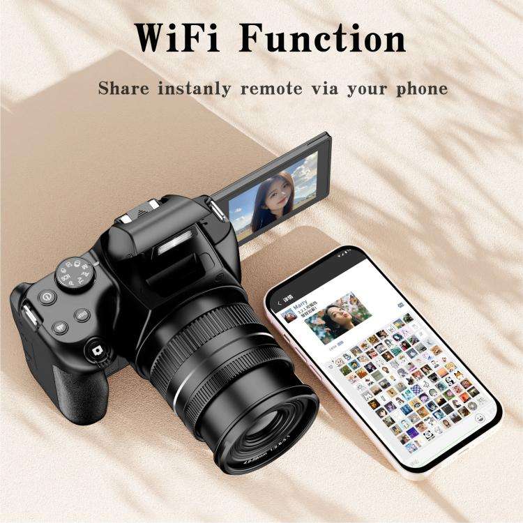 4K 72MP 12X Optical Zoom Student Digital Camera WiFi HD Video Camera With 3 Inch Flip Screen(Black)
