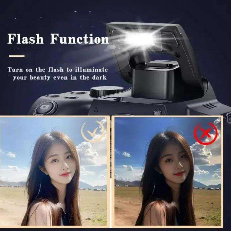 4K 72MP 12X Optical Zoom Student Digital Camera WiFi HD Video Camera With 3 Inch Flip Screen(Black)
