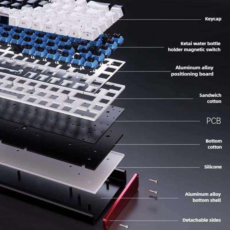 Ajazz ALUX68 MAX RGB Single Wired DIY Magnetic Shaft Mechanical Keyboard, Color: Snow Bottel