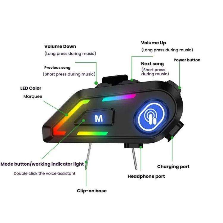 C5 IPX7 Waterproof Outdoor Cycling Noise Reduction Helmet Bluetooth Headset, Spec: Soft and Hard ...