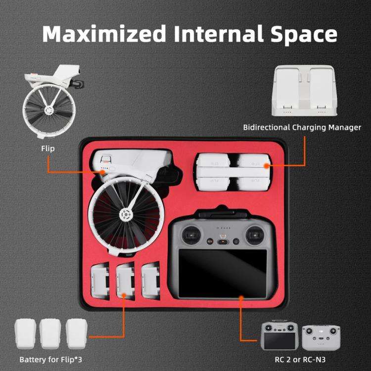 For DJI Flip BRDRC Explosion-proof Waterproof Case With Screen Remote Control Suitcase Shoulder C...