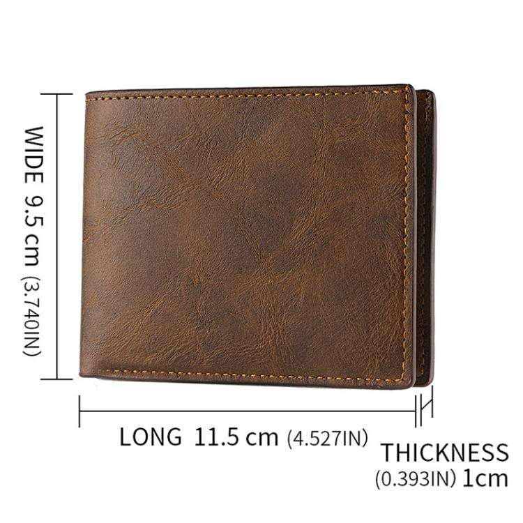 Horizontal Purse Retro Men Short Wallet Student Leather Wallet Money Clip(Dark Brown)