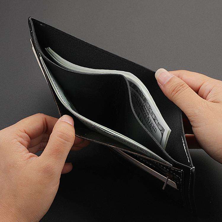 Horizontal Purse Retro Men Short Wallet Student Leather Wallet Money Clip(Dark Brown)