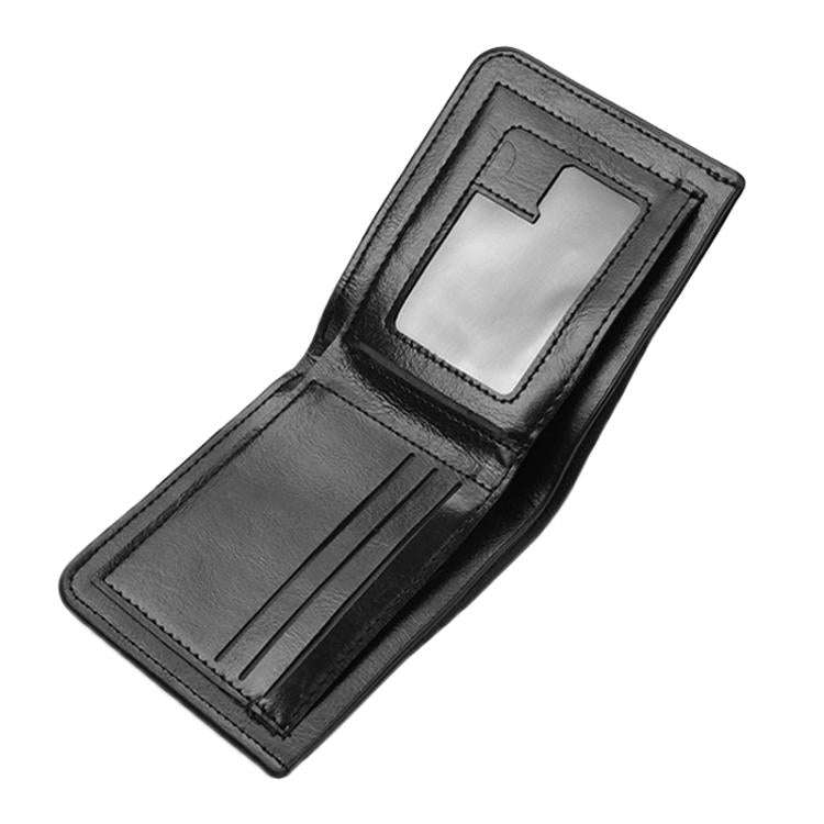 Men Leather Wallet Can Put Driver License Leather Short Money Clip Purse(Black)