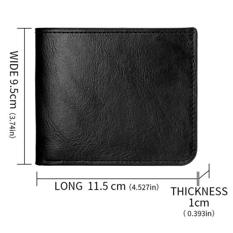 Men Leather Wallet Can Put Driver License Leather Short Money Clip Purse(Black)