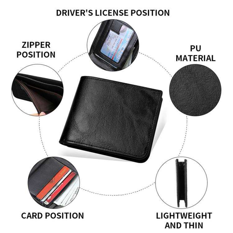 Men Leather Wallet Can Put Driver License Leather Short Money Clip Purse(Light Brown)