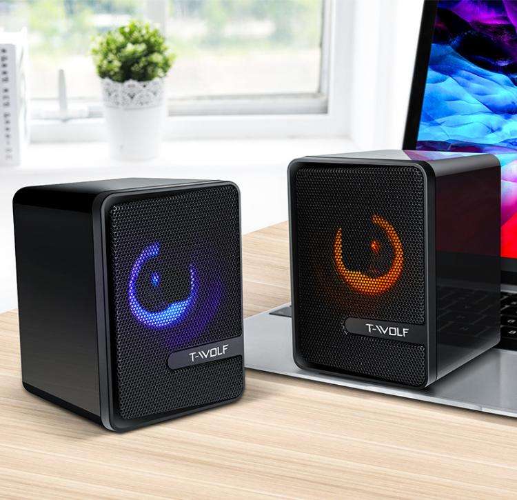T-WOLF S3 USB/3.5mm Desktop Speakers For Phone / PC / Laptop Dual Diaphragm Subwoofer Sound Syste...