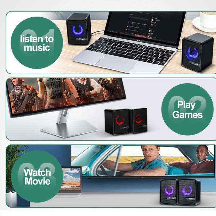 T-WOLF S3 USB/3.5mm Desktop Speakers For Phone / PC / Laptop Dual Diaphragm Subwoofer Sound Syste...