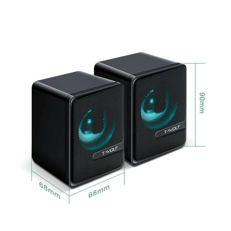 T-WOLF S3 USB/3.5mm Desktop Speakers For Phone / PC / Laptop Dual Diaphragm Subwoofer Sound Syste...