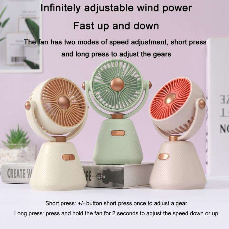Desktop 100-speed Mini Student Bedroom Fan Portable USB Rechargeable Desktop Small Fan(Beige)