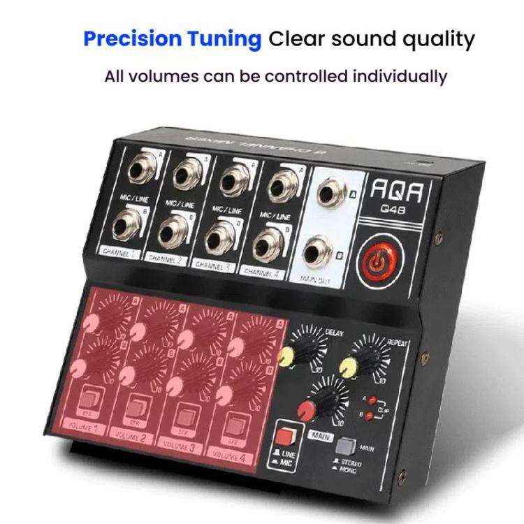 Q48 8 Channel Audio Mixer Console Stage Mixer Professional Digital Reverberator Effects Karaoke L...