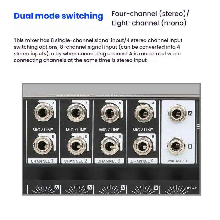 Q48 8 Channel Audio Mixer Console Stage Mixer Professional Digital Reverberator Effects Karaoke L...